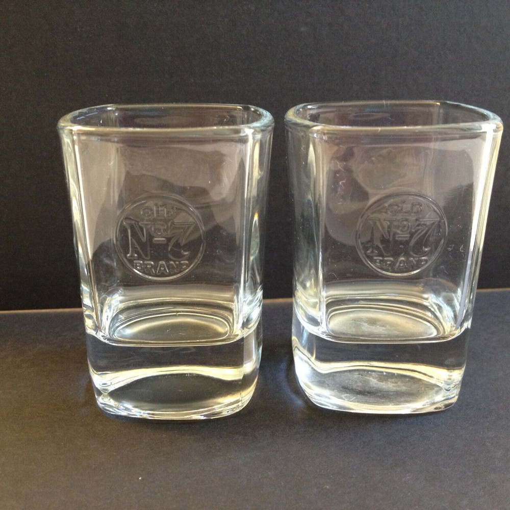 (2) Jack Daniels Old No. 7 Square Shot Glasses Collectible Set of 2